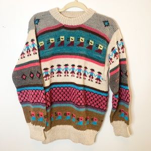 Vintage Alpaca patterned sweater from Peru
